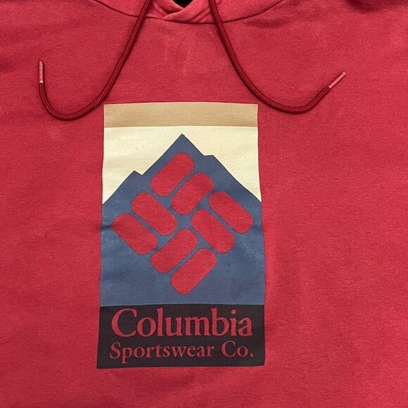 🔥 COLUMBIA SPORTSWEAR Outdoor Hoodie Pullover Fleece Sweatshirt Burgundy Sz 2XL - Picture 4 of 11